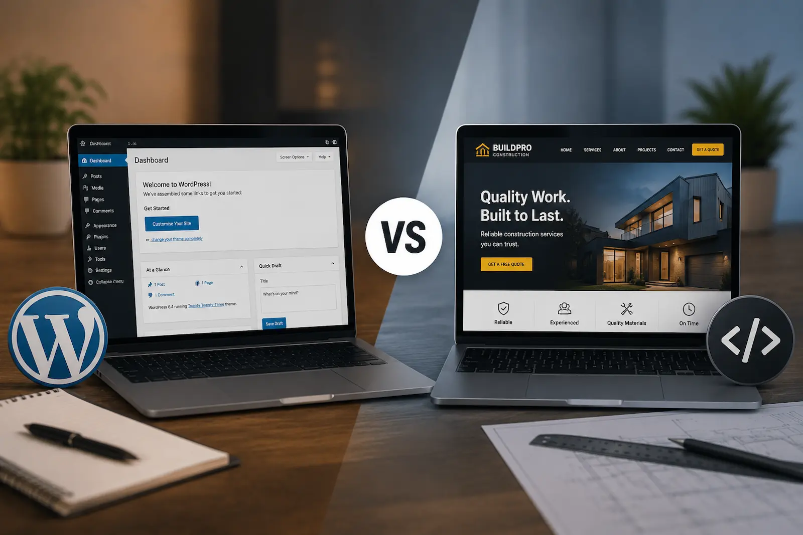 WordPress vs Custom Websites for Tradespeople